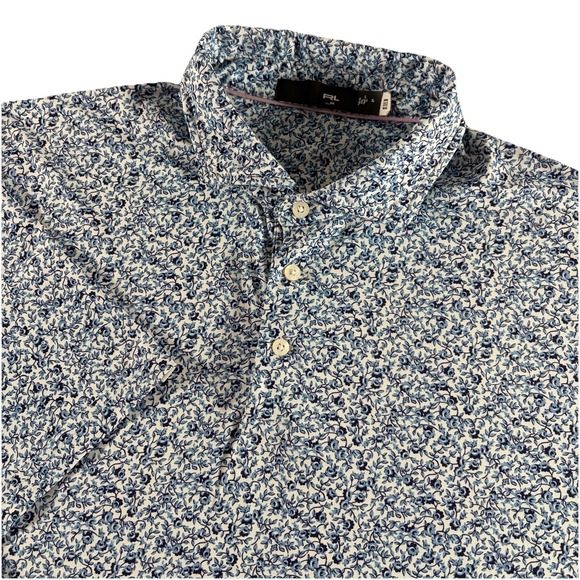 RLX Ralph Lauren Other - RLX Ralph Lauren Shirt Mens XL White Blue Floral Print Golf Performance Polo